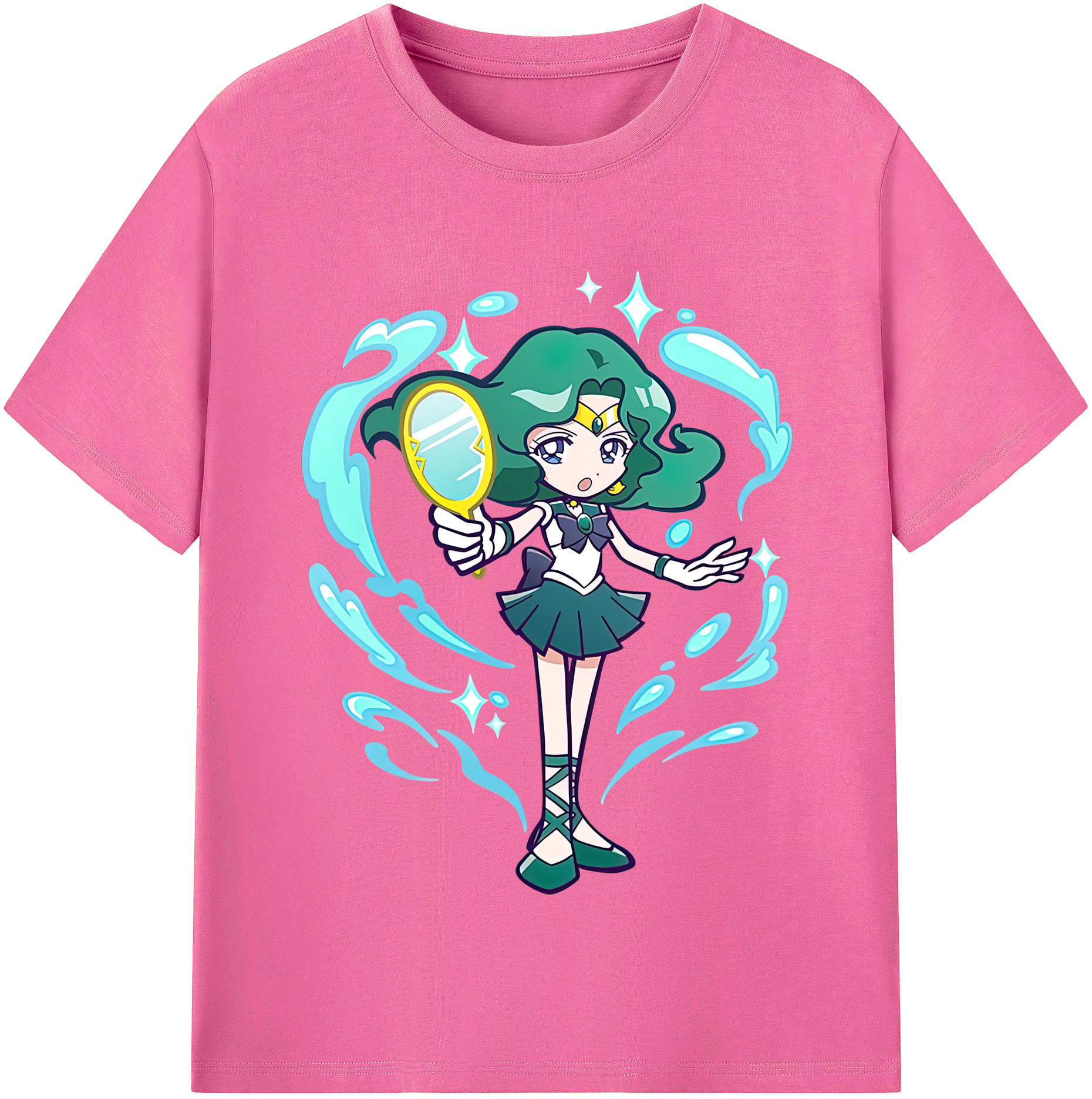 （画像用） 美少女戦士セーラームーン 海王 みちる（かいおう みちる） Sailor Moon Kaiou Michiru レディースカジュアルプリントTシャツ（綿100％）